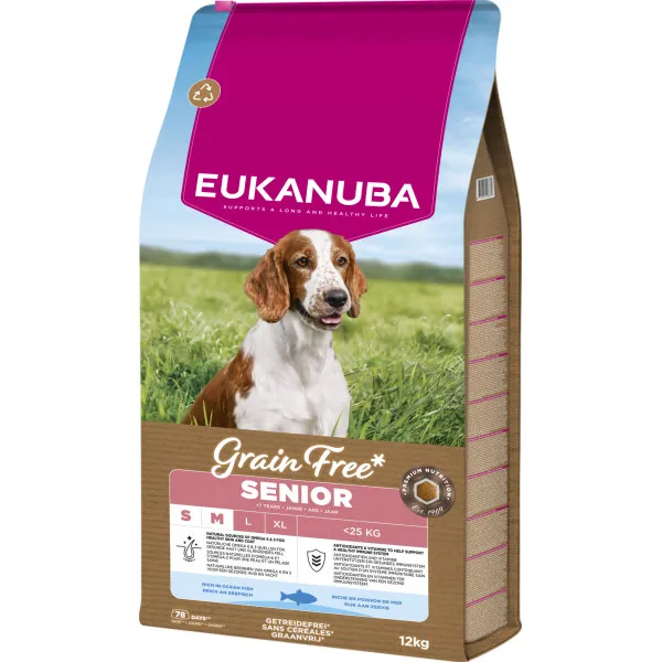 Eukanuba Grain Free Small/Medium Senior oceaanvis hondenvoer