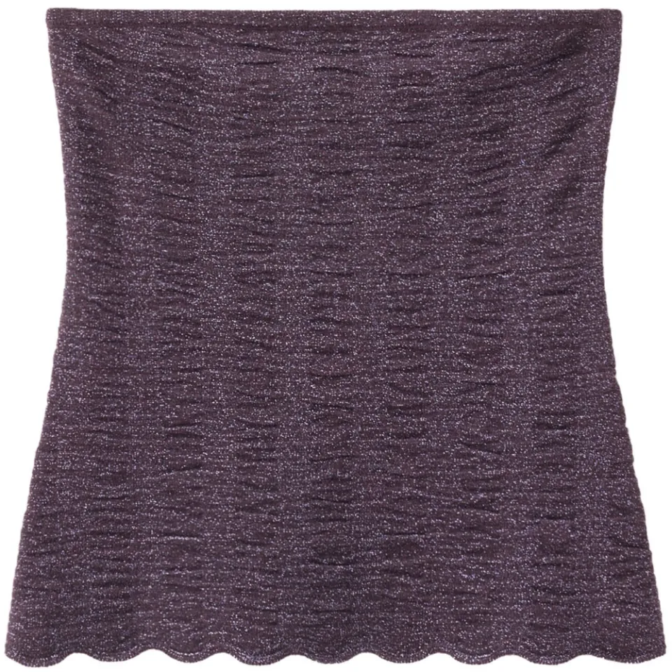 Mango strapless top met glitters aubergine, foto 2