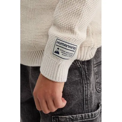 WE Fashion katoenen gebreide trui - beige, foto 4