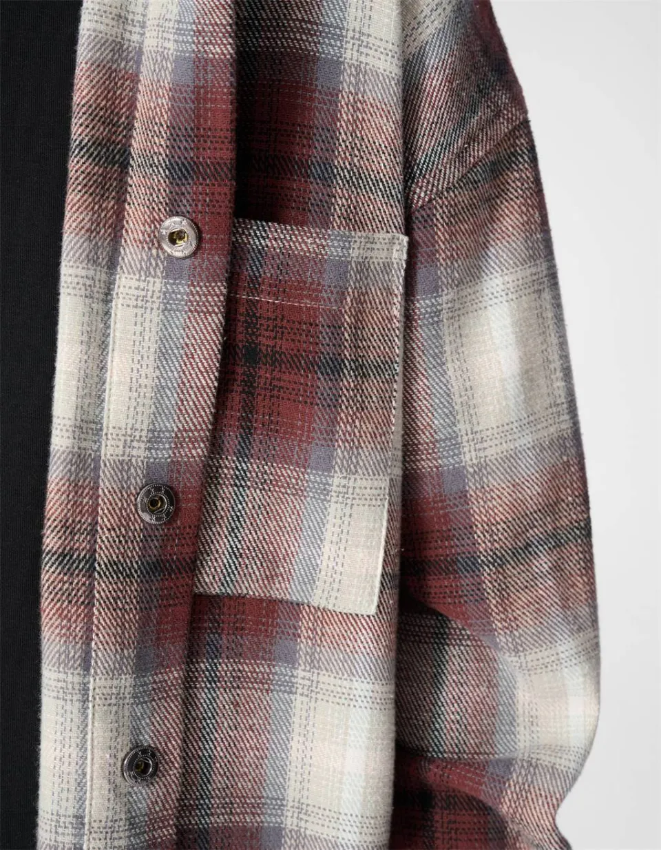 Shoeby flanel geruit overshirt met backprint - lichtbruin/grijs, foto 5