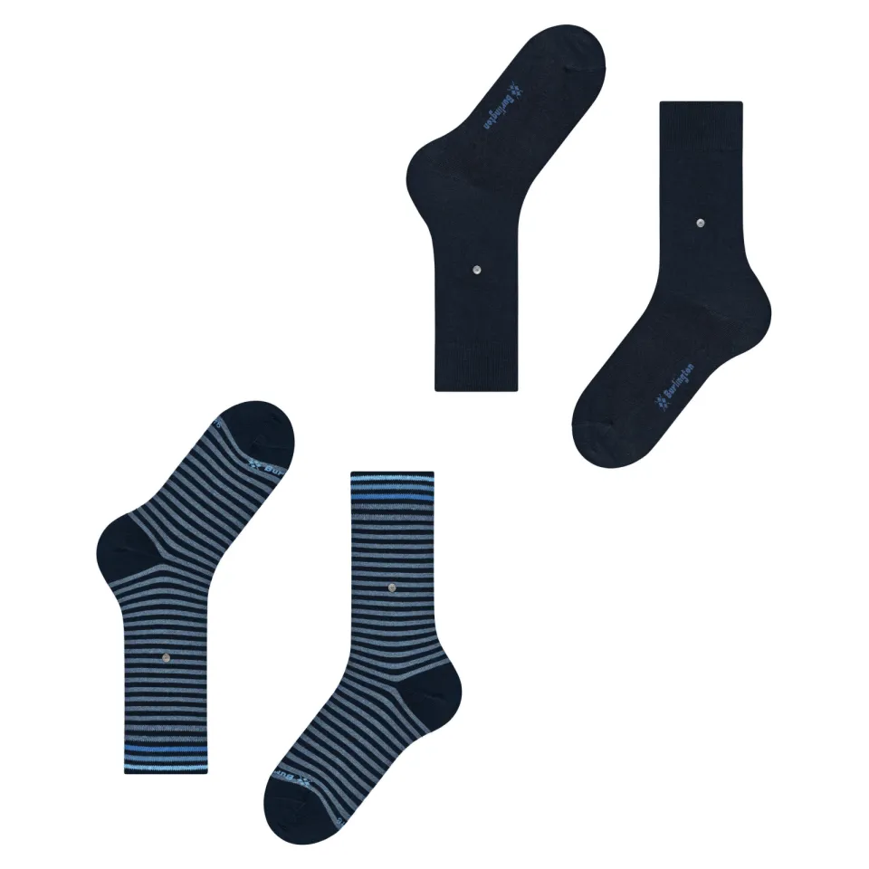 Burlington Everyday Stripe sokken donkerblauw 2-pack blauw, foto 4