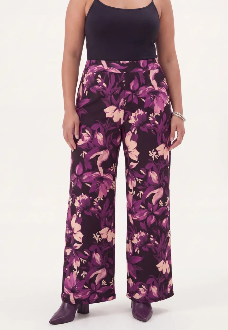 Yoek Ciclamy pantalon bloemenprint paars, foto 4