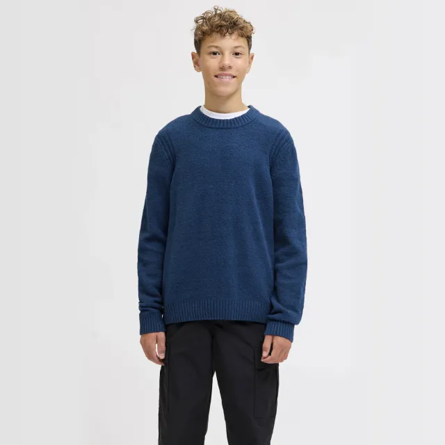 Jack & Jones JUNIOR pullover blauw gebreid Staalblauw