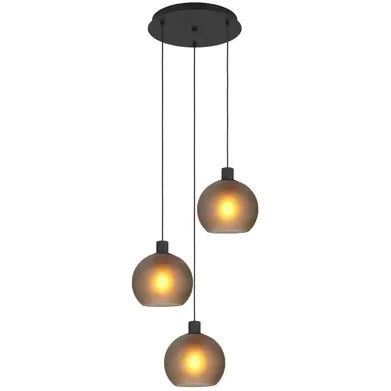 EGLO Hanglamp Cesenatico Gerookt Glas ⌀42,6cm 3xe27 Zwart;Grijs