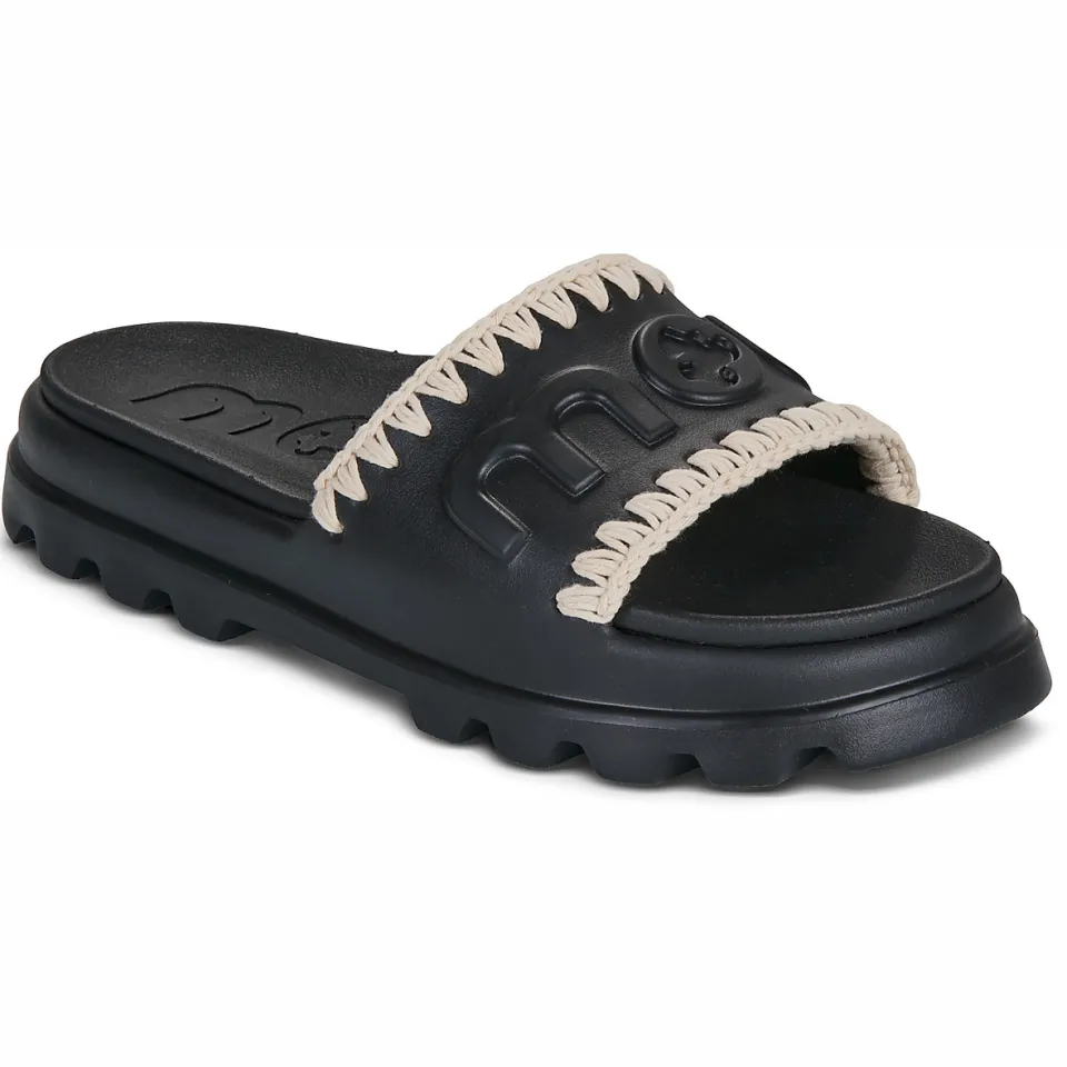 Mou Dames Slippers Sequins Criss-cross Bio Sandal - Zwart, foto 2