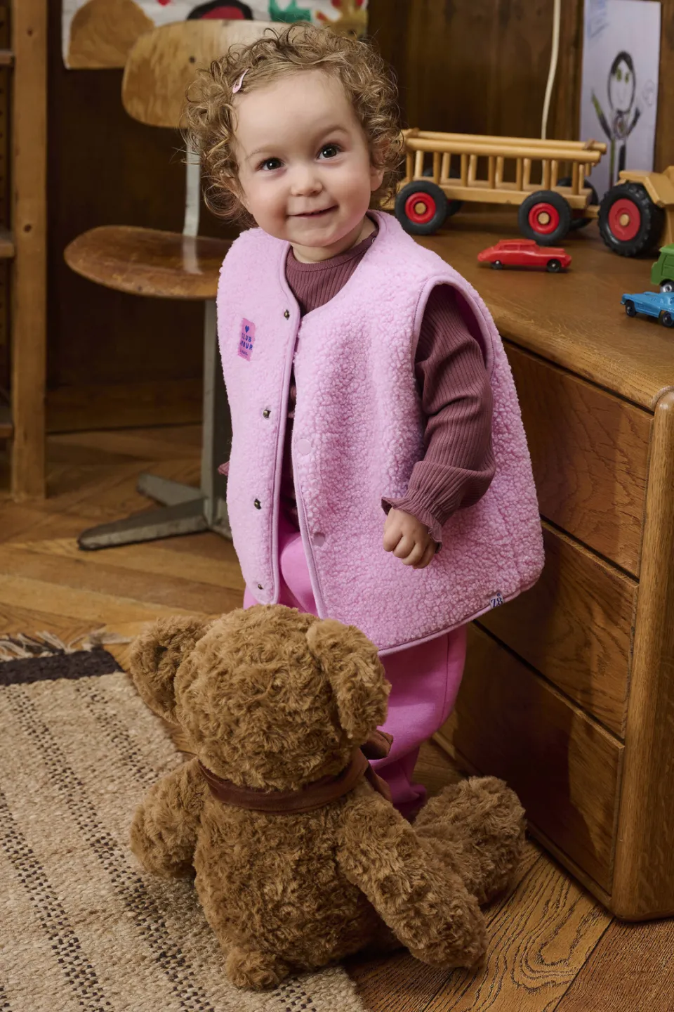 Z8 mini teddy gilet Nicole roze, foto 6