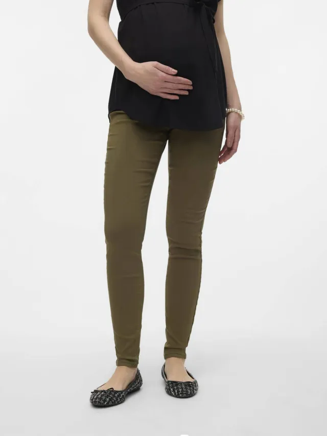 Vero Moda VMMELVA skinny zwangerschapstregging olijfgroen