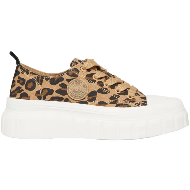 s.Oliver Women Shoes sneakers met panterprint beige/zwart