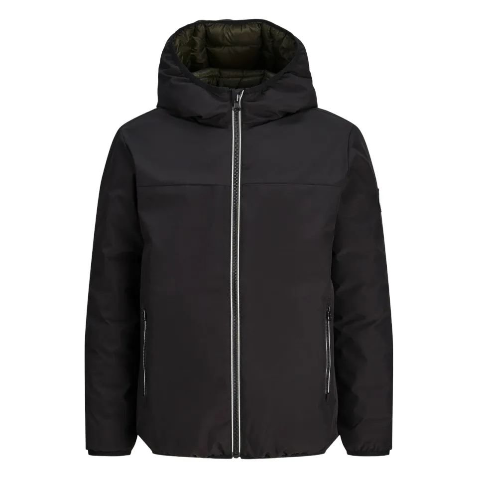 Jack & Jones JJEBROOKLYN reversible winterjas donkergrijs zwart, foto 2