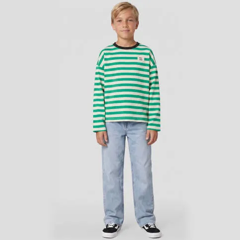 Me & My Monkey oversized gestreepte longsleeve felgroen offwhite, foto 3