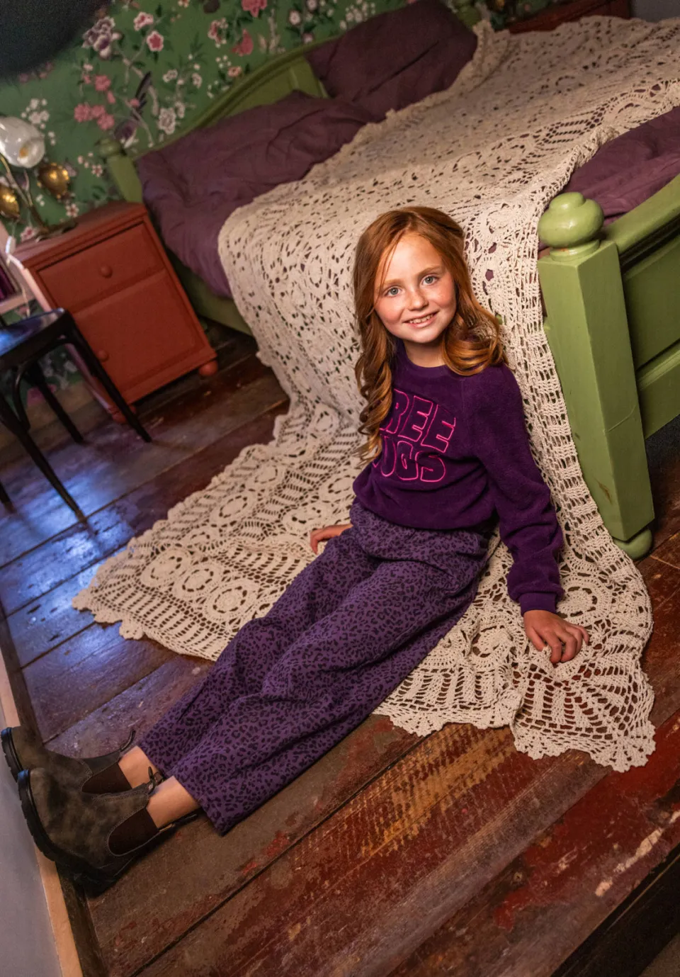 LOOXS little little leopard barrel jeans met panterprint - paars, foto 4