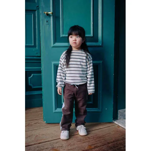 Riffle Amsterdam fluwelen gestreepte sweater - ecru/bruin/lichtblauw, foto 5