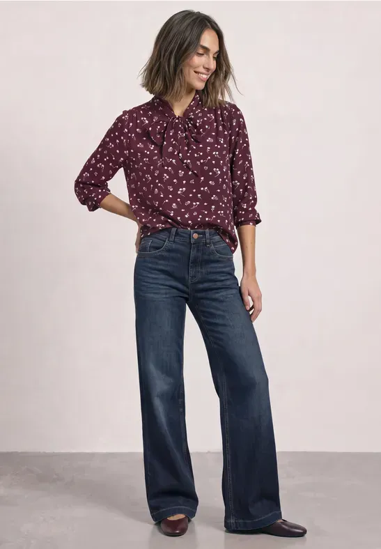 Street One Blouse met lange mouwen en strikdetail Rood
