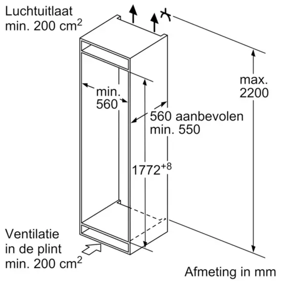 Siemens Inbouw koelkast met diepvries KI87VVFE1 wit, foto 2