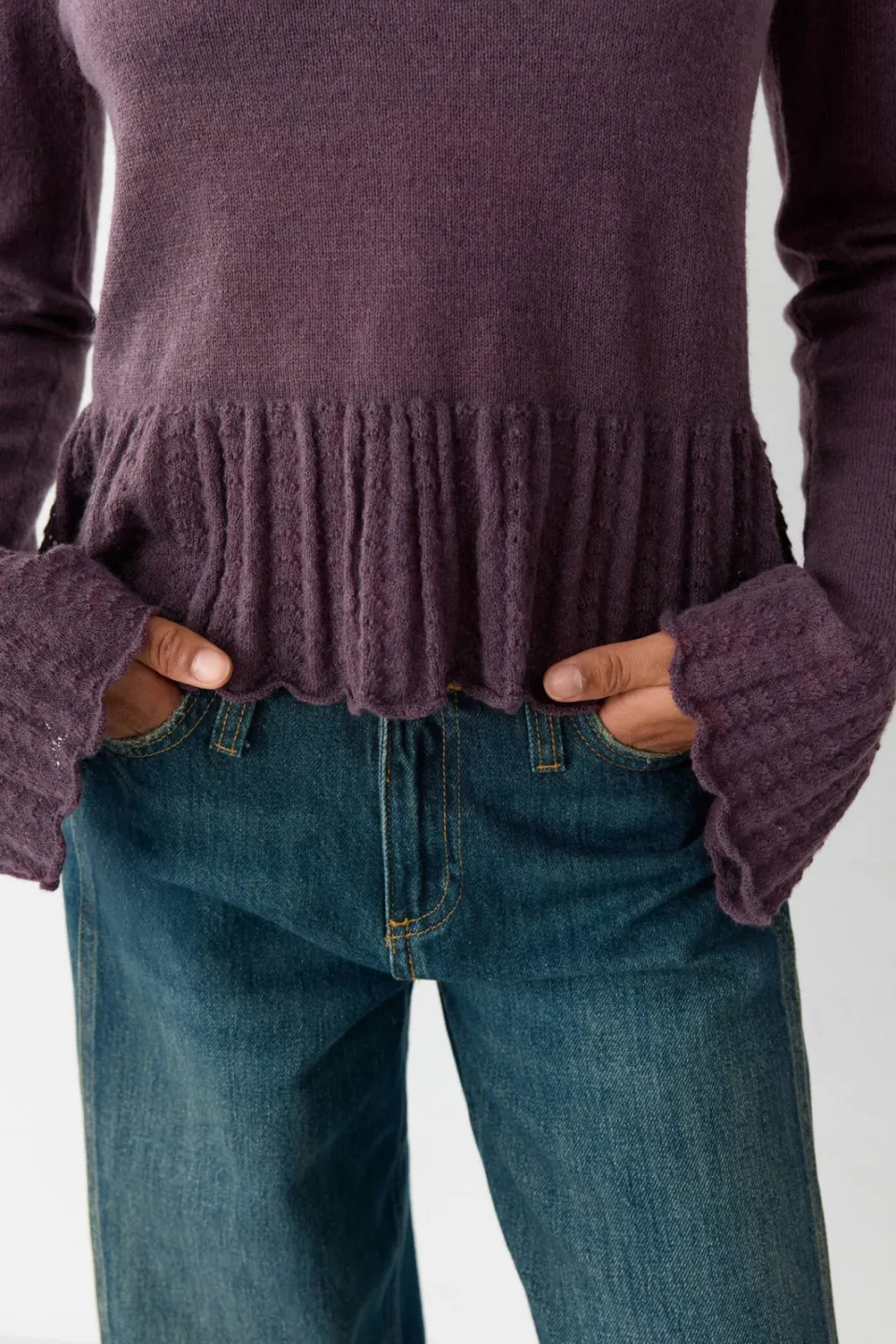 Mango TEEN trui met ruches - paars, foto 5
