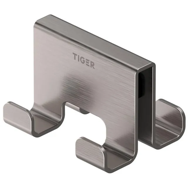 Tiger Handdoekhaak Voor Douchecabine Tiger Caddy 6-8 mm Dubbel RVS Geborsteld