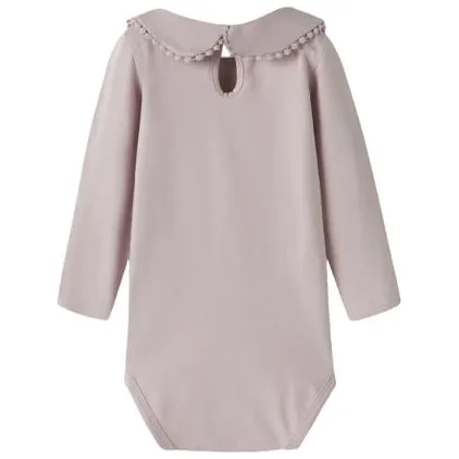 NAME IT BABY katoenen romper met franjes en backprint - lila Paars Meisjes Stretchkatoen Peter Pan-kraag, foto 2