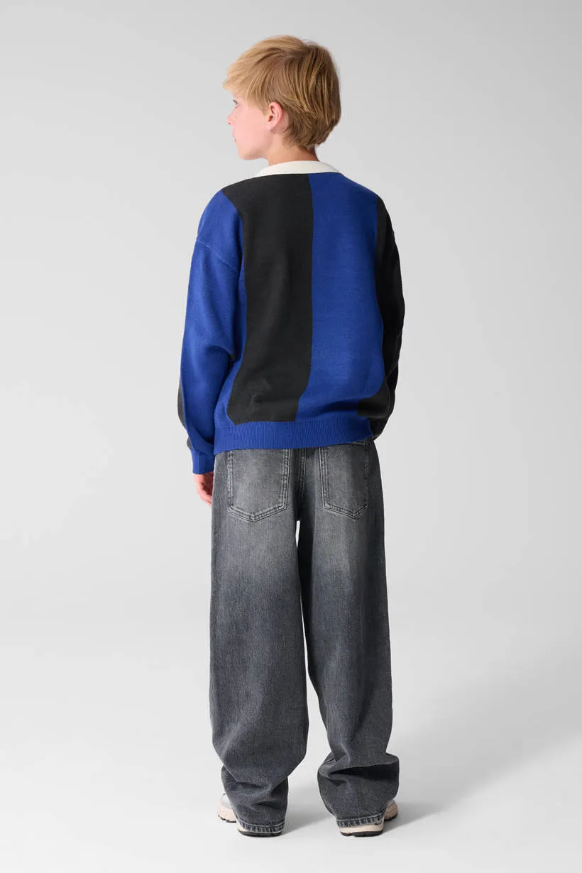 Shoeby rechtvallende gestreepte trui met tekst - blauw, foto 3