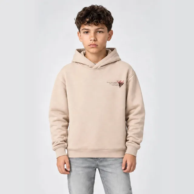 Cars hoodie met backprint - zand