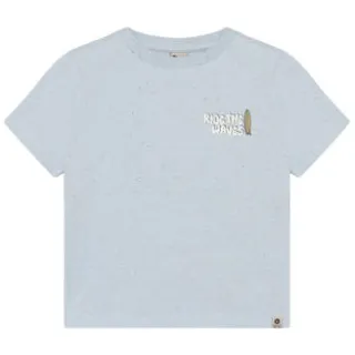 Daily7 T-shirt met backprint lichtblauw