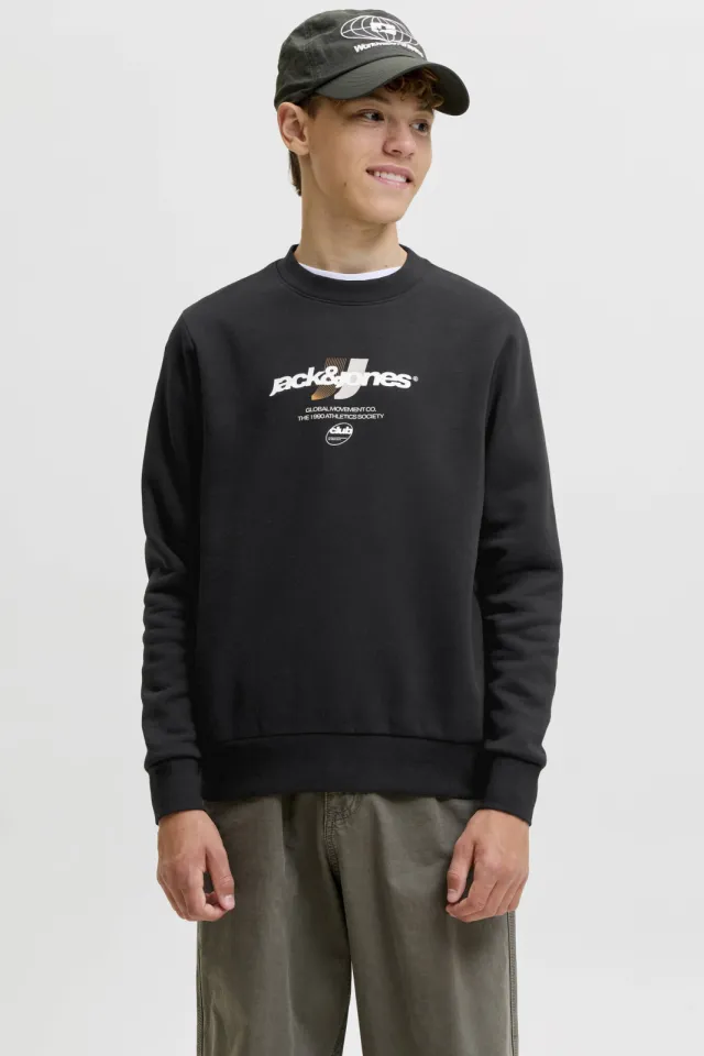 Jack & Jones JUNIOR sweater met logo - zwart