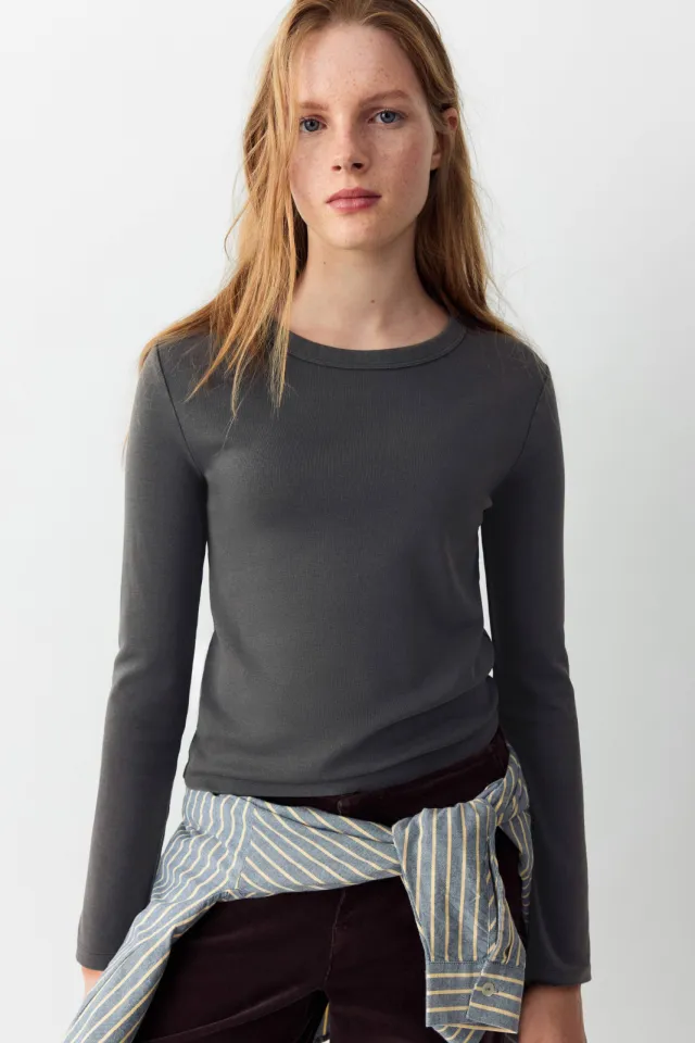 Mango Teen longsleeve antraciet, foto 3