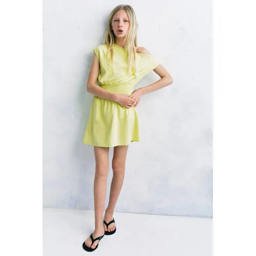 Mango Kids jurk met smockwerk limegroen, foto 2