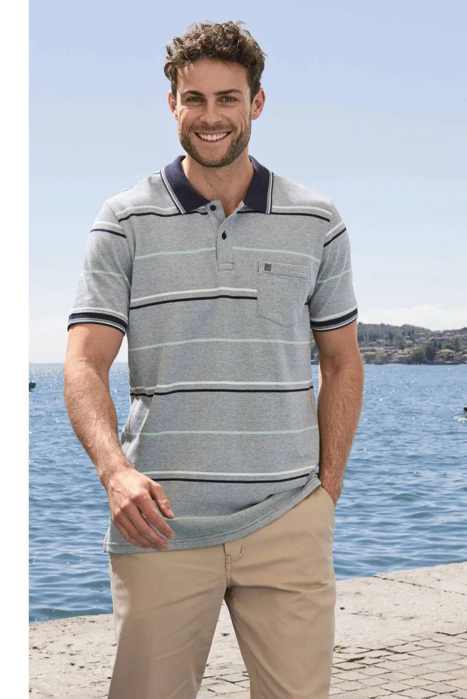 Babista regular fit gestreepte polo Plus Size - grijs, foto 4