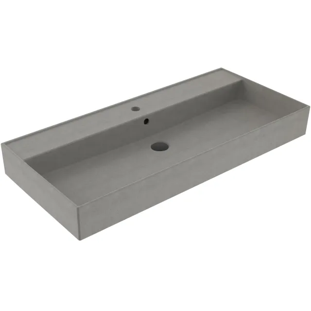 Sanilux Wastafel Sanilux Edge Keramiek 100 1 Kraangat Warm Beton Grijs