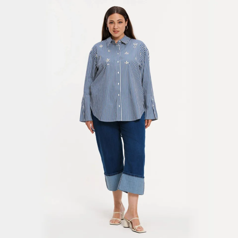 Yoek Blue Stripe blouse blauw/wit