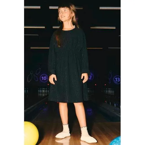 NAME IT KIDS jurk met glitters en krijtstreep - zwart, foto 4