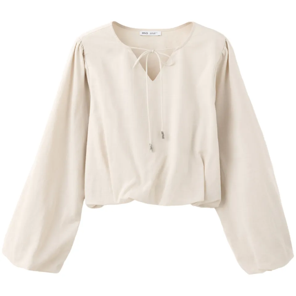 Mango blousetop beige met kordel, foto 2
