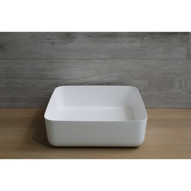 Luca Waskom Opbouw Vierkant Luca Sanitair 40x40x13,5 cm Mineraalsteen Glans Wit