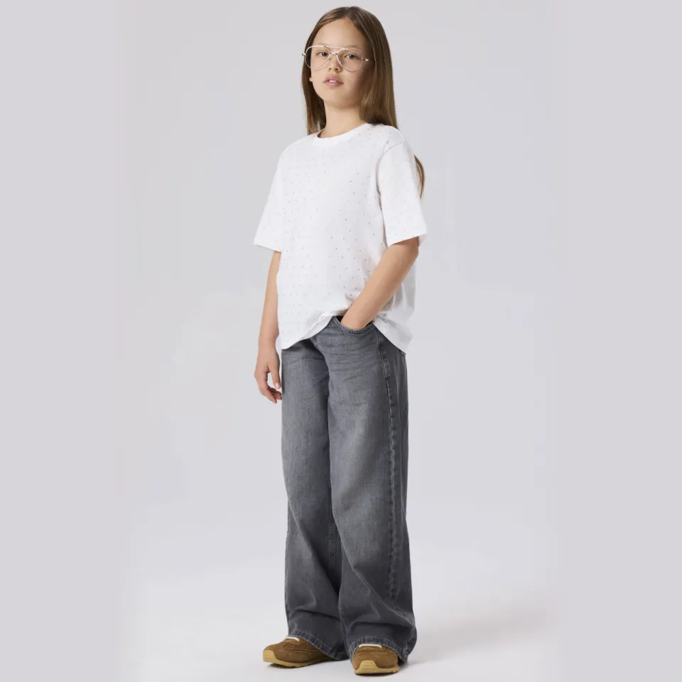 NAME IT KIDS wide leg jeans NKFROSE grey denim