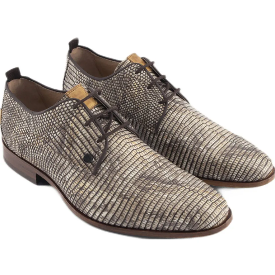 Rehab Greymarble leren veterschoenen met dierenprint zand, foto 2
