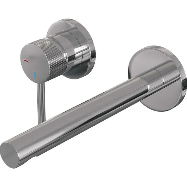 Brauer Inbouw Wastafelmengkraan Brauer Chrome Carving Coldstart Rechte Uitloop Ronde Hendel Links Chroom Met Rozetten