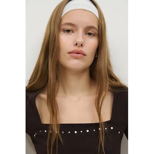 Mango TEEN T-shirt met studs bruin, foto 4