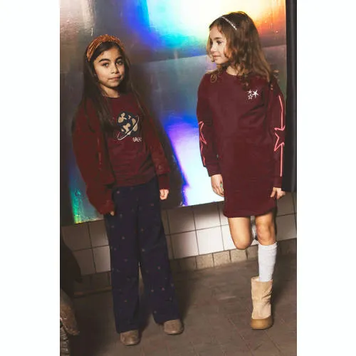 TYGO & vito Daisy midi sweatjurk met sterren donkerrood, foto 3