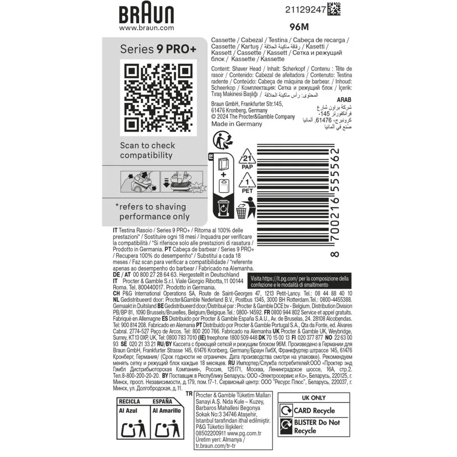 Braun Series 9 Pro+ 96M vervangingskop zilver, foto 3