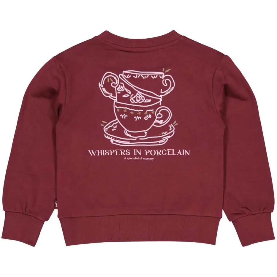 QPI sweater met backprint - donkerrood, foto 3