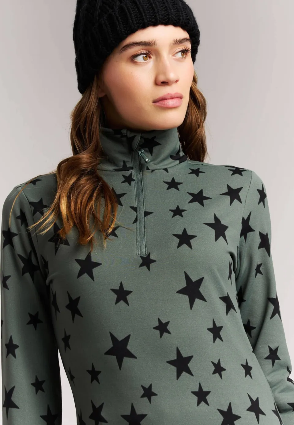 Protest PRTSwana fleece sweater met sterren - grijsgroen/zwart, foto 5
