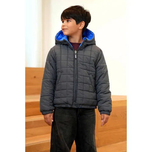 B.Nosy Jonny reversible winterjas grijs/hardblauw, foto 5