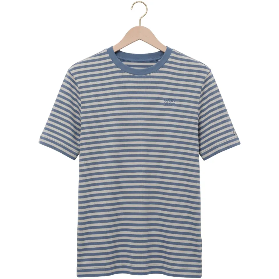 Cast Iron Heren Polo's & T-shirts Short Sleeve R-neck Regular Fit Waffle Stripe - Blauw, foto 3