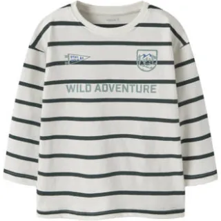 NAME IT MINI gestreepte longsleeve wit Wit/zwart