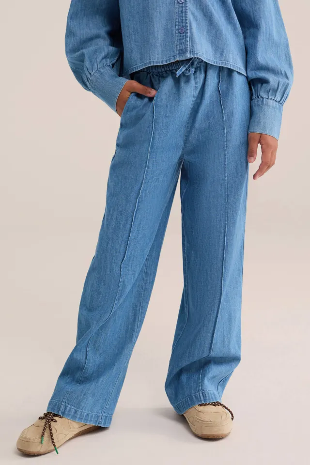 WE Fashion Blue Ridge loose fit broek middelblauw, foto 3