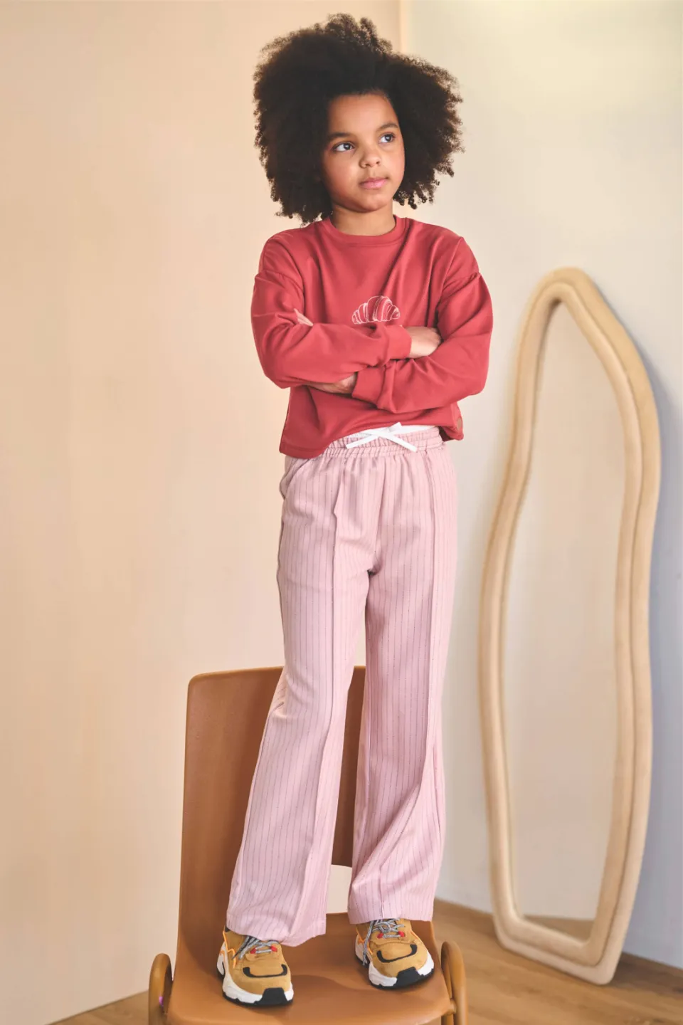 Nono Sarah gestreepte broek roze