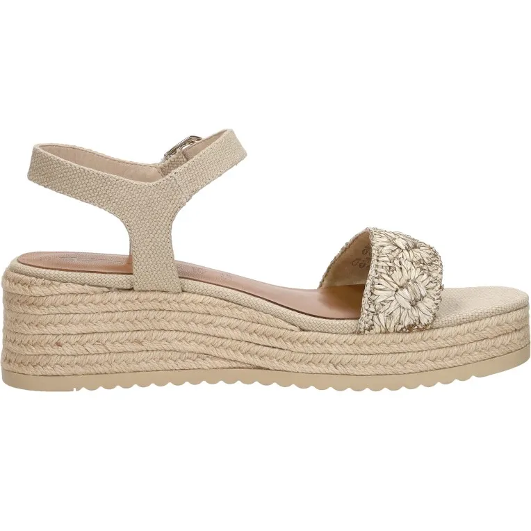 Tamaris sandalen met touwzool beige