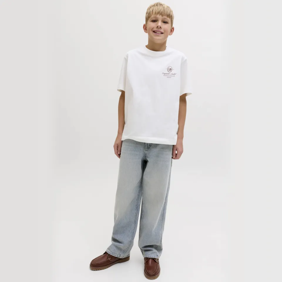 Jack & Jones JUNIOR baggy jeans met borduursels - blue denim