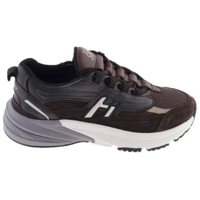 Hip leren sneakers donkerbruin