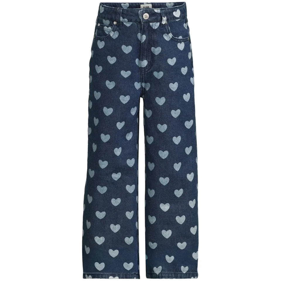 Me & My Monkey loose fit jeans met hartjes - donkerblauw, foto 2